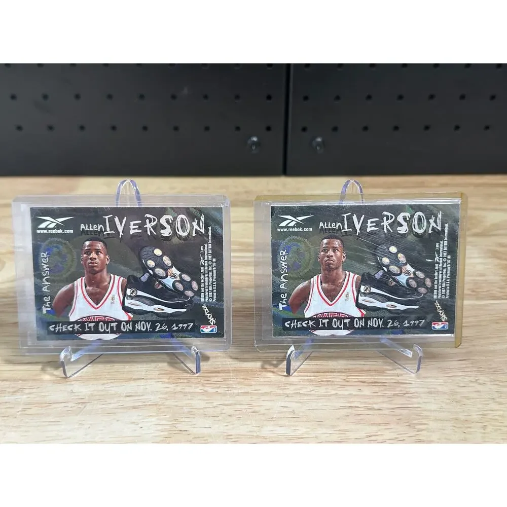 Lot of 2 Allen Iverson '97 SkyBox Premium Reebok Chase Embossed Foil Bronze card